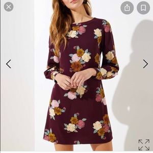 LOFT Floral Cuffed Shift Dress *Brand New*